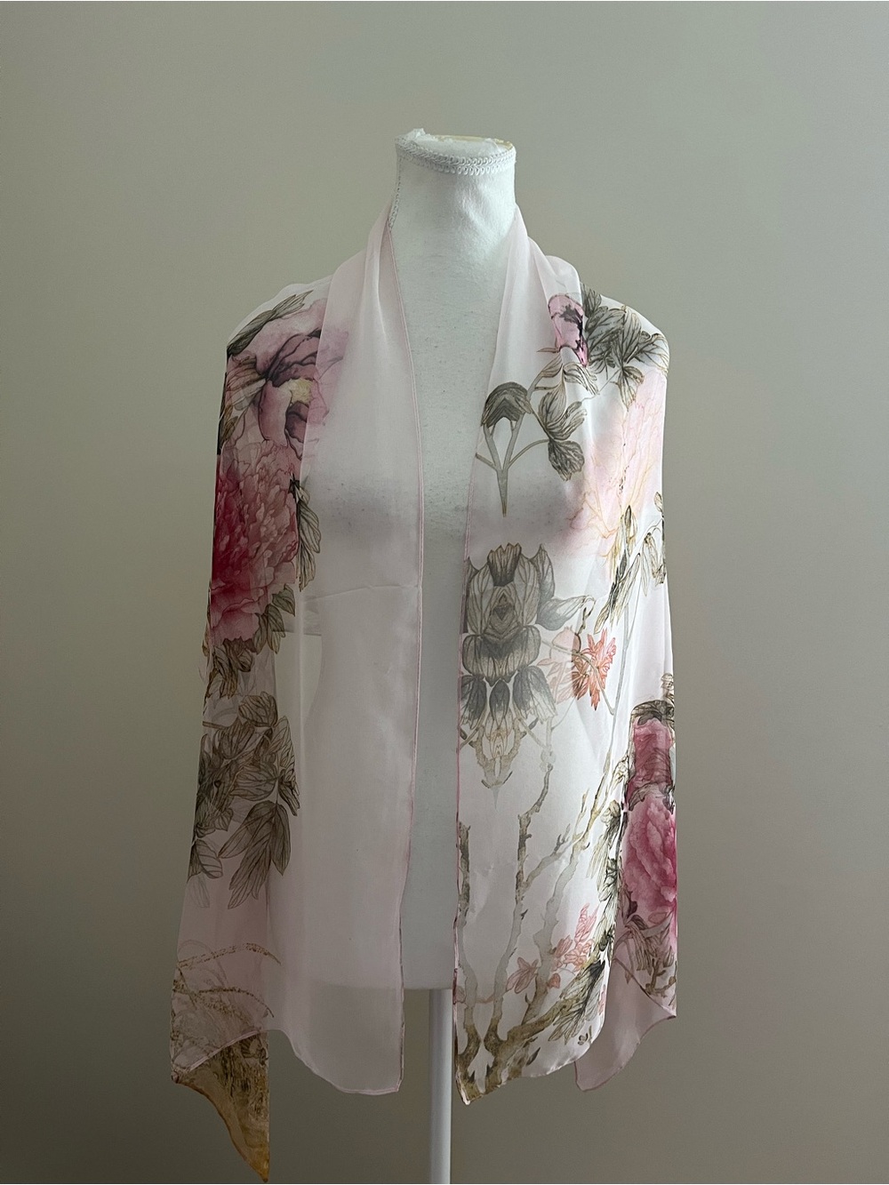 Light Pink Floral Sheer Scarf Shawl